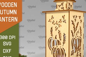 Σετ των 2 Intra απο ξύλο plywood 3mm-4mm πάχος – Ξύλινο Φθινοπωρινό Φανάρι Φθινοπωρινό Δίασταση 20x20 cm INTRAFABR-103439405