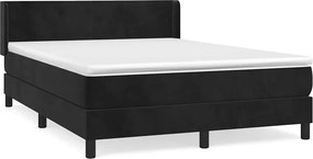 vidaXL Κρεβάτι Boxspring με Στρώμα Μαύρο 140x190 εκ. Βελούδινο