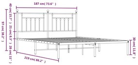 Πλαίσιο Κρεβατιού με Κεφαλάρι Λευκό 183 x 213 εκ. Μεταλλικό - Λευκό