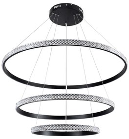 Φωτιστικό Οροφής Diamond Trio 61138 Led 120W Φ40-60-80cm Black GloboStar Αλουμίνιο