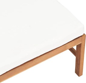 vidaXL Υποπόδιο από Μασίφ Ξύλο Teak με Κρεμ Μαξιλάρι