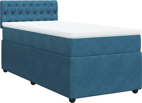vidaXL Κρεβάτι Boxspring με Στρώμα Μπλε 80 x 200 εκ. Βελούδινο
