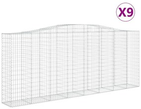vidaXL Συρματοκιβώτια Τοξωτά 9 τεμ. 400x50x160/180 εκ. Γαλβαν. Ατσάλι