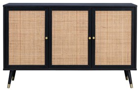 VIENNA ΜΠΟΥΦΕΣ ΜΑΥΡΟ ΜΕ RATTAN 120x39xH75,5cm - 05-0564