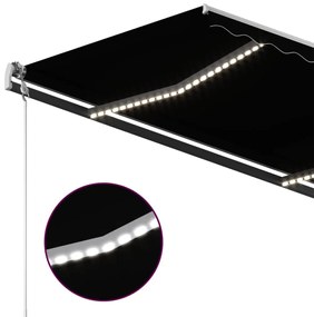 vidaXL Τέντα Συρόμενη Χειροκίνητη με LED Ανθρακί 400 x 350 εκ.