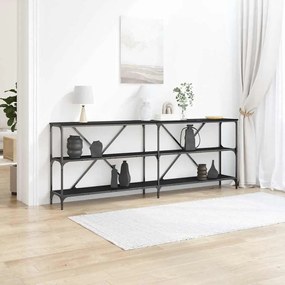 vidaXL Τραπέζι Κονσόλας με ράφι Μαύρη δρυς 200 x 30 x 75 εκ.