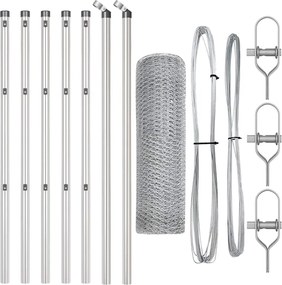 vidaXL Στύλος Περιφράξεων Ασημί 10 x 0,4 μ (13 mm πλέγμα) Ατσάλι
