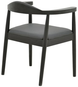 Καρέκλα - Πολυθρόνα Joube rubberwood σε μαύρο με μαύρο pu μαξιλάρι 59x48x73εκ 2αδα 59x48x73 εκ.