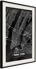 Αφίσα - City Map: New York (Dark) - 40x60 - Μαύρο - Με πασπαρτού