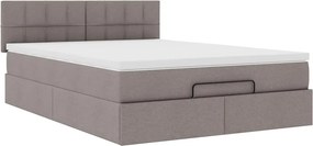 vidaXL Οθωμανικό κρεβάτι με στρώμα Taupe 140x200cm ύφασμα