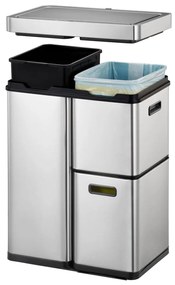 EKO Κάδος με Αισθητήρα Mirage Plus Ματ Ασημί 1x30 Λίτρα + 2x15 Λίτρα