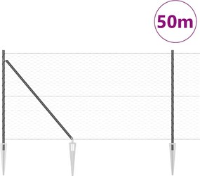 vidaXL Εξωτερική εξάγωνη περίφραξη με στήλη 50 x 1 m Γκρι Δίχτυ