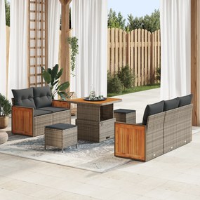 vidaXL Σετ Καναπέ Κήπου με μαξιλάρι 8 pcs Γκρι Πολυ ράταν