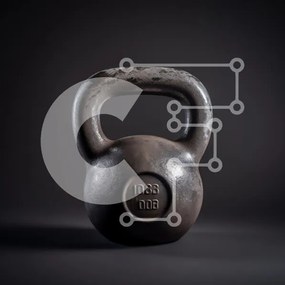 Intra Συλλεκτικό Ξύλινο Παζλ Plywood  4mm - Μαύρο Kettlebell σε σκούρο φόντο Σε Ξύλινο Κουτί - Διαστάσεις: 10x10 cm – 25 κομμάτια