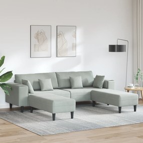 vidaXL Βελούδινος καναπές 3 pcs Ανοιχτό γκρι 208 εκ. Βελούδο