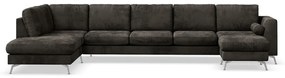 Γωνιακός Καναπές Seattle 173, Μαύρο, Γκρι, 395x213x88cm, Πόδια: Μέταλλο | Epipla1.gr