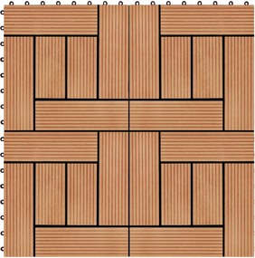 vidaXL Πλάκα Κατασκευής 11 τμχ. Ξύλο teak 30 x 30 cm WPC