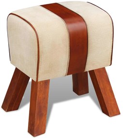 vidaXL Σκαμπό Βιβλίου Καφέ Δέρμα