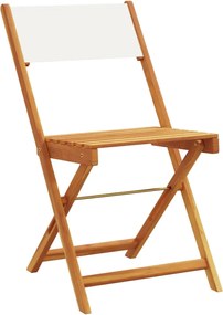 vidaXL Καρέκλες Μπιστρό 2τεμ. Κρεμ Λευκό Μασίφ Ακακία &amp; Ύφασμα