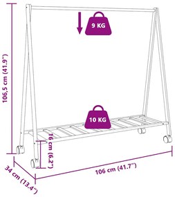 ΡΑΦΙ ΡΟΥΧΩΝ ΜΕ ΡΑΦΙΑ ΚΑΙ ΡΟΔΕΣ 106X34X106,5 CM ΜΠΑΜΠΟΥ 4008903