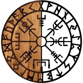 Διακοσμητικό Τοίχου Vegvisir 899SKL2318 Φ56cm Walnut-Black Wallity Metal,Wood