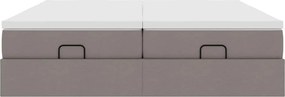 vidaXL Οθωμανικό κρεβάτι με στρώματα Taupe 200x200cm ύφασμα