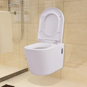 vidaXL Λεκάνη Τουαλέτας Επιτοίχια / Κρεμαστή Λευκή Κεραμική