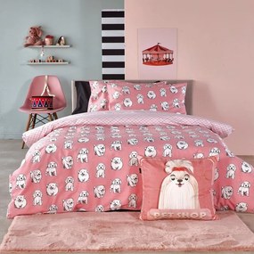 Παπλωματοθήκη Παιδική Beagle (Σετ 2τμχ) Pink Kentia Μονό 160x240cm 100% Βαμβάκι