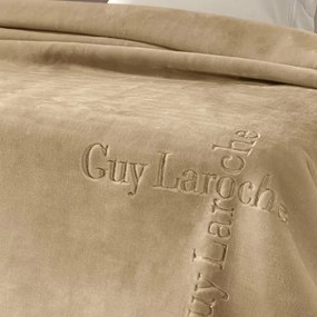 Κουβέρτα Βελουτέ Υπέρδιπλη (220x240) Guy Laroche Logo Almond