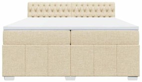 vidaXL Κρεβάτι Boxspring με Στρώμα Κρεμ 200x200 εκ. Υφασμάτινο