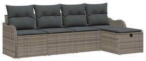 vidaXL Σετ Καναπέ Κήπου με μαξιλάρι 5 pcs Γκρι Πολυ ράταν
