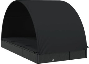 vidaXL Ξαπλώστρα 2 Ατόμων Στρογγ Οροφή Μαύρη 211x112x140εκ Συνθ. Ρατάν
