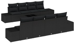 vidaXL Καναπές 6 pcs Μαύρο 294 x 62 x 69 εκ. συνθετικό ρατάν