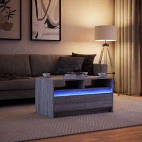 vidaXL Τραπεζάκι Σαλονιού με Φώτα LED Γκρι Sonoma Επεξ. Ξύλο