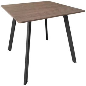 Τραπέζι Squaro καρυδί mdf με μαύρα μεταλλικά πόδια 80x80x75εκ 80x80x75 εκ.