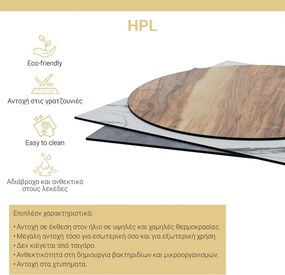 Επιφάνεια τραπεζιού Fervor pakoworld HPL ivory Φ60εκ πάχους 12mm