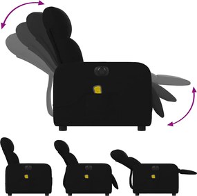 vidaXL Πολυθρόνα Μασάζ Ηλεκ. Ανακλινόμενη Μαύρη Υφασμάτινη