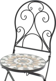 Τραπεζαρία Mosaic pakoworld σετ 3τεμ μέταλλο μαύρο