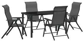 vidaXL Σέτ φαγητού για κήπο Ρυθμιζόμενο ύψος 5 pcs Γκρι Πολυ ράταν