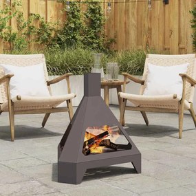 vidaXL Τζάκι με Καμινάδα Μαύρο 50x43x52 εκ Ατσάλι