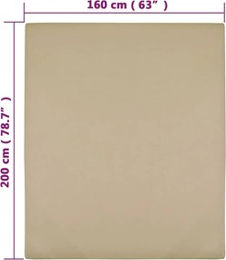 vidaXL Σεντόνι με Λάστιχο Taupe 160x200 εκ. Βαμβακερό Ζέρσεϊ