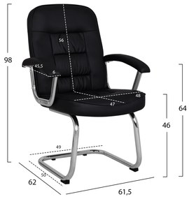 ΚΑΡΕΚΛΑ AMBREY HM1114 ΜΕ ΜΑΥΡΟ PU ΜΕ ΒΑΣΗ ΧΡΩΜΙΟΥ 61.5x62x98 cm. - HM1114