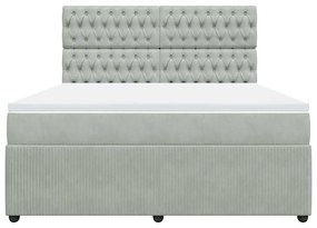 vidaXL Κρεβάτι Boxspring με Στρώμα Ανοιχτό Γκρι 180x200 εκ. Βελούδινο