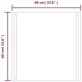 Καθρέφτης Μπάνιου με LED 60x60 εκ. - Διαφανές