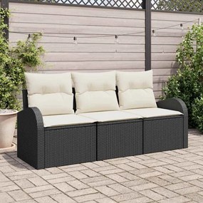 vidaXL Σετ Καναπέ Κήπου με μαξιλάρι 3 pcs Μαύρος, λευκός Πολυ ράταν