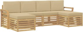 vidaXL Σειρά Καναπέ Εξωτερικού 6 pcs Λευκό και Μπεζ