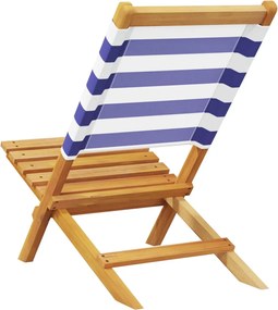 vidaXL Καρέκλες Κήπου 2τεμ. Μπλε / Λευκό Μασίφ Ακακία &amp; Ύφασμα