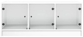 Τραπεζάκι Σαλονιού Λευκό 102x50x42 εκ. με Γυάλινες Πόρτες - Λευκό