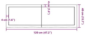 Ράφι Τοίχου 120x40x(2-6) εκ. από Ακατέργαστο Μασίφ Ξύλο Δρυός 363575