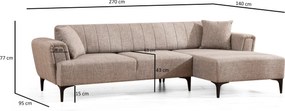 Corner Sofa-Bed Hamlet Right - Light Brown Light Brown